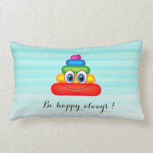 Adorable Regenbogen Kack Emoji Face-Be immer glück Lendenkissen