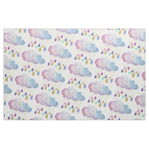 Adorable Regenbogenwolken & Gold Baby Girl Dusche Stoff