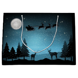 Adorable Reindeer At Night Große Geschenktüte