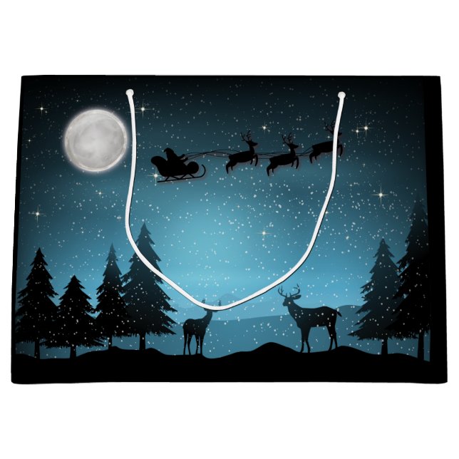 Adorable Reindeer At Night Große Geschenktüte (Vorderseite)
