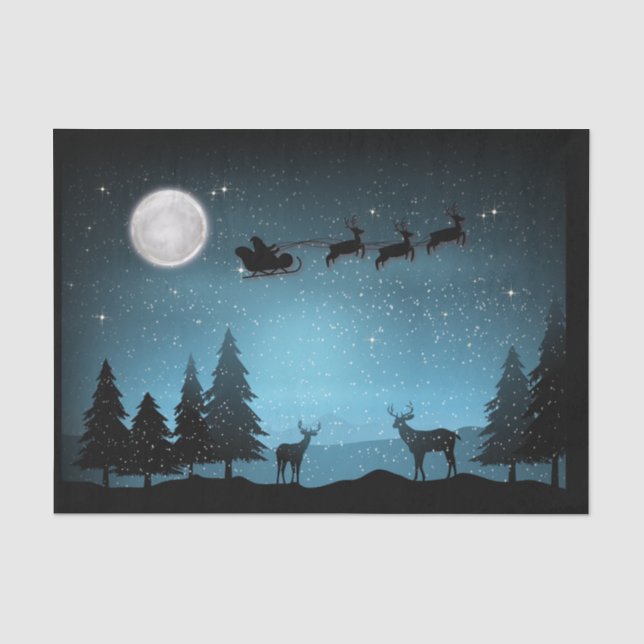 Adorable Reindeer At Night Seidenpapier (Vorderseite)