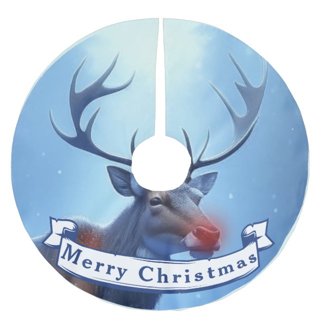 Adorable Reindeer Winter Wonderland Holiday Polyester Weihnachtsbaumdecke (Vorderseite)