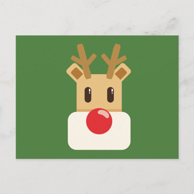 Adorable Rentier Cartoon Weihnachten Postkarte (Vorderseite)