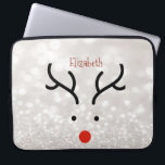 Adorable Rentier Face, Bokeh Laptopschutzhülle<br><div class="desc">Adorable Rentier-Gesicht auf glitzerndem Buh Hintergrund mit Ihrem Namen.</div>