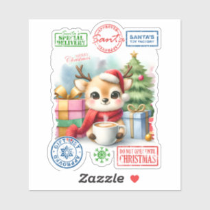 Adorable Rentier Weihnachtskleber Aufkleber