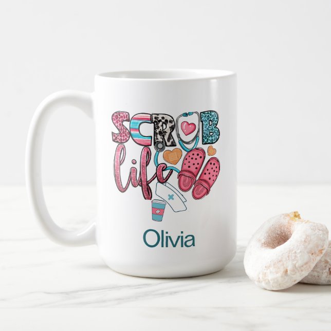 Adorable Retro Scrub Lebensversicherung Kaffeetasse (Mit Donut)