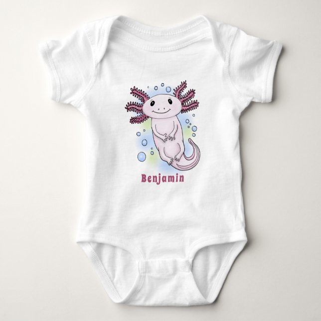 Adorable rosa axolotale Cartoon Baby Strampler (Vorderseite)