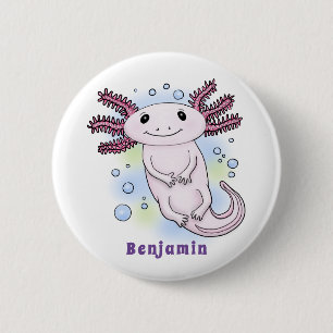 Adorable rosa axolotale Cartoon Button