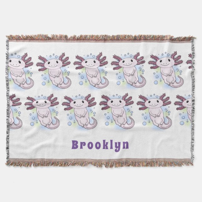 Adorable rosa axolotale Cartoon Decke (Vorderseite)