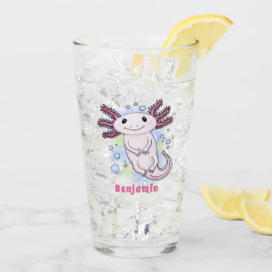 Adorable rosa axolotale Cartoon Glas