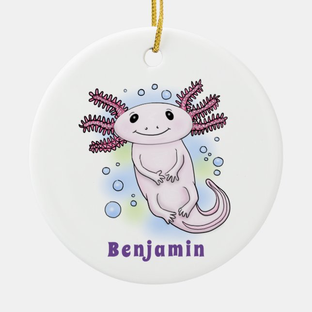 Adorable rosa axolotale Cartoon Keramik Ornament (Vorne)