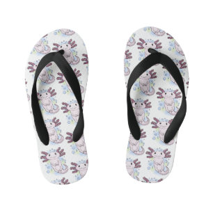 Adorable rosa axolotale Cartoon Kinderbadesandalen