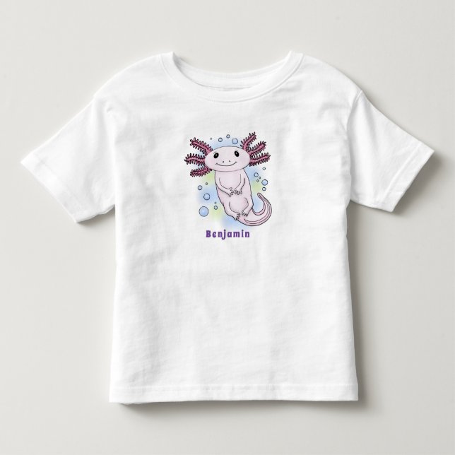 Adorable rosa axolotale Cartoon Kleinkind T-shirt (Vorderseite)