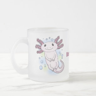 Adorable rosa axolotale Cartoon Mattglastasse