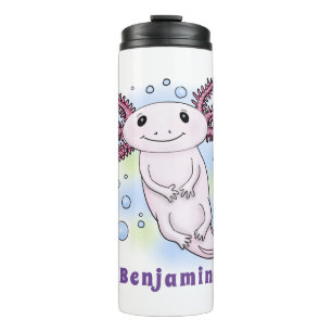 Adorable rosa axolotale Cartoon Thermosbecher
