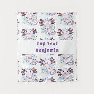 Adorable rosa axolotale Cartoon Wandteppich