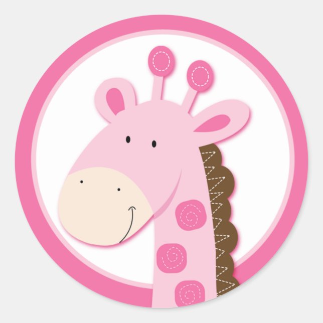 Adorable rosa Giraffen Umschlag Aufkleber oder Top (Vorderseite)