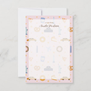 Adorable rosa NYC-Themenname Personalisiert Dankeskarte