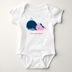 Adorable rosa und blaue Wale Baby Strampler