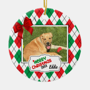 Adorable Rot-Grün-Raute-Dekoration. Keramik Ornament