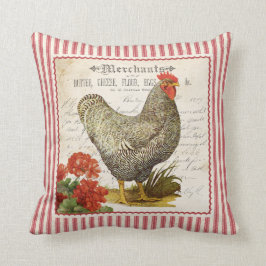 Adorable rote, Vintage Hahnenkissen aus Schwarz un Kissen