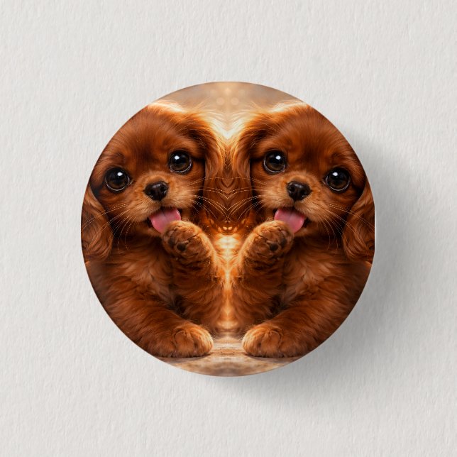 Adorable Ruby Cavalier Spaniel Button (Vorderseite)