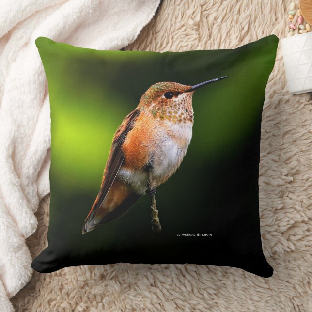 Adorable Rufous Hummingbird auf Obstbaum Kissen (Decke)