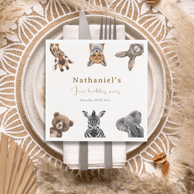 Adorable Safari Forest Animals Geburtstag Serviette (Von Creator hochgeladen)