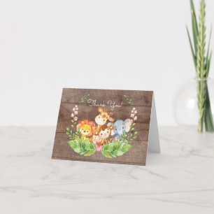 Adorable Safari Jungle Babydusche Vielen Dank Dankeskarte