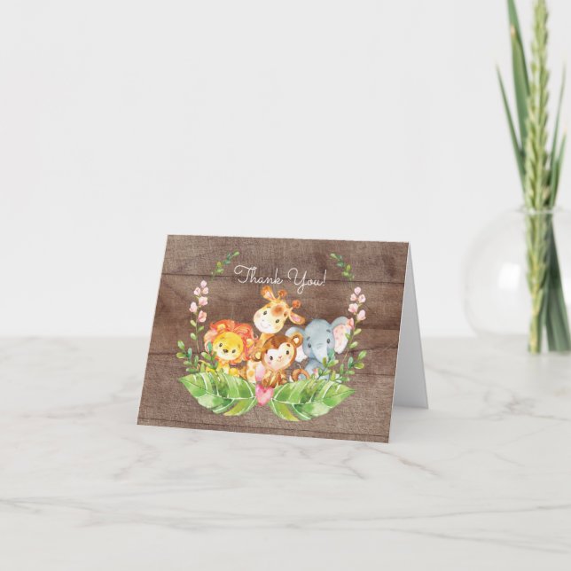 Adorable Safari Jungle Babydusche Vielen Dank Dankeskarte (Vorderseite)