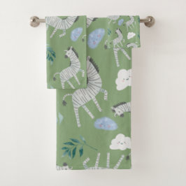 Adorable Salbei-Safari-Dschungelmuster Badhandtuch Set