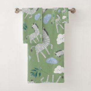 Adorable Salbei-Safari-Dschungelmuster Badhandtuch Set