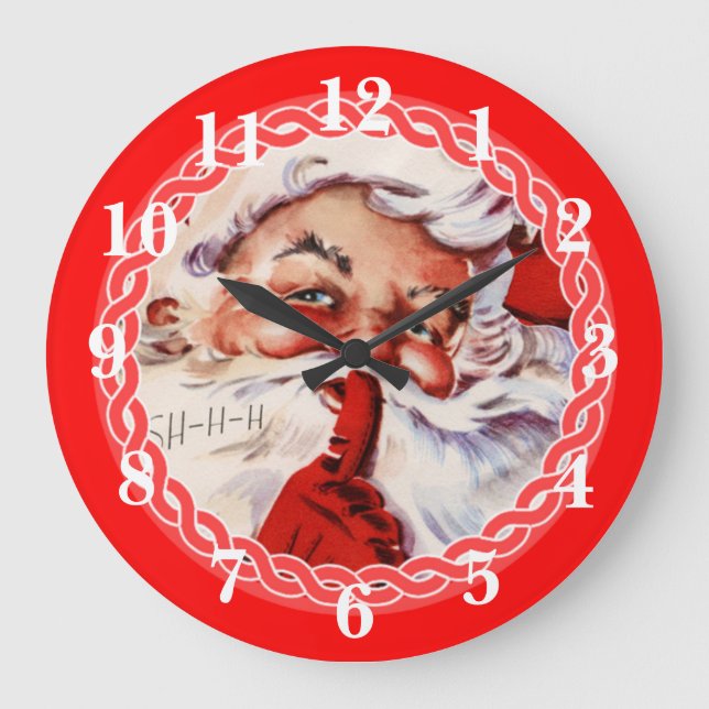 Adorable Santa Claus Große Wanduhr (Vorderseite)