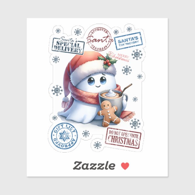 Adorable Santa Delivery Christmas Sticker (Feuille)
