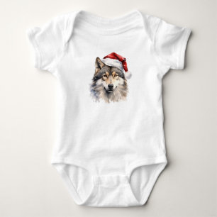 Adorable Santa Wolf Baby Strampler
