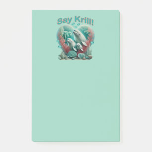Adorable "Say Krill" Whale Family Portrait Post-it Klebezettel