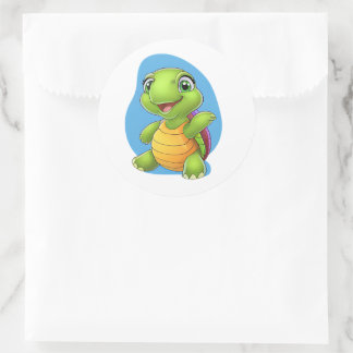 Adorable Schildkrötenaufkleber - Niedlicher Cartoo Runder Aufkleber