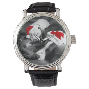 Adorable schlafende junge Welpen Weihnachtslieder Armbanduhr