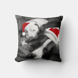 Adorable schlafende Pitbullwelpen Weihnachten Kissen