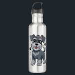 Adorable Schnauzer Pup Illustration With Big Eyes Edelstahlflasche<br><div class="desc">Adorable Schnauzer Pup Illustration With Big Eyes</div>