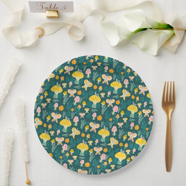 Adorable Schnecke Pilz Schmetterling Niedlich BABY Pappteller (Hochzeit)