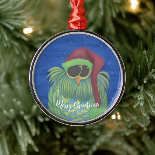 Adorable Schüssel mit Weihnachtsmannmütze Metal Or Ornament Aus Metall (Baum)