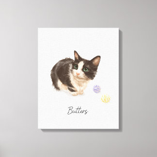 Adorable schwarz-weiße Katzenmarken Leinwanddruck