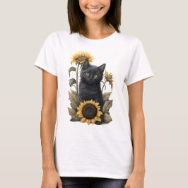 ADORABLE SCHWARZE BOMBAY KÜCHE MIT SONNENBLUMEN T-Shirt