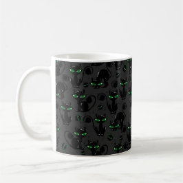 ADORABLE SCHWARZE HALLOWEEN KÜCHE MIT GRÜNEN AUGEN KAFFEETASSE