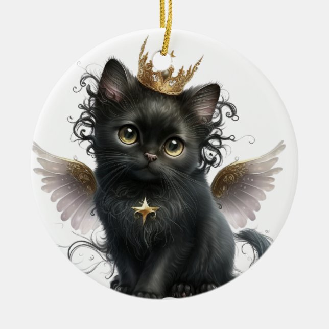 ADORABLE SCHWARZE KÜCHE MIT ANGEL WINGS KERAMIK ORNAMENT (Vorne)