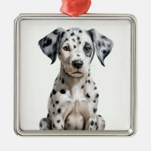 ADORABLE SCHWARZE UND WEISSE DALMATINER PUPPY HUND ORNAMENT AUS METALL