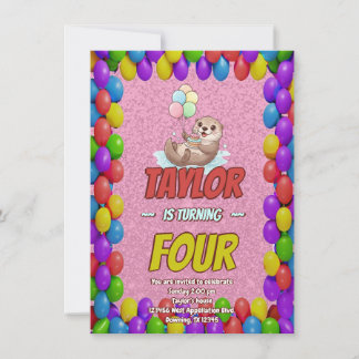 Adorable Sea Otter Birthday Invite Einladung