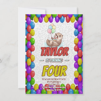 Adorable Sea Otter Birthday Invite Einladung