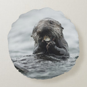 Adorable Sea Otter Rundes Kissen
